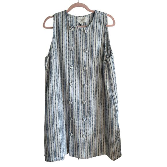 Pomander Place Ethereal Tweed Bianca Blue and White Sleeveless Dress - Picture 2 of 10